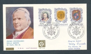 D442368 Vatican City FDC Centenary Death of Pope Pio IX - Picture 1 of 1