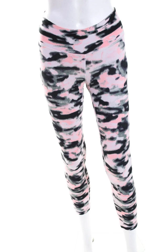 Lululemon Mujer Estampado Recortado Atlético Leggings Pantalones Rosa Negro Talla 2 Foto 1 de 4