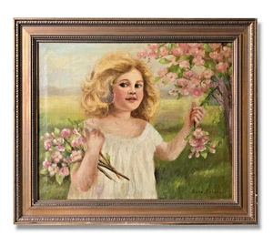 Pintura al óleo original firmada de Sara Bernhart enmarcada de colección lienzo estirado a mano - Imagen 1 de 15