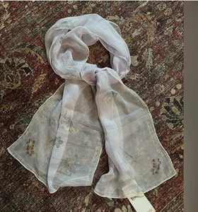 Vintage Elaine Gold Silk Scarf Purple Butterflies - Picture 1 of 4