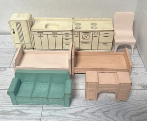 Lot of 8 Vintage Strombecker Wood Dollhouse Furniture Pieces 1:16 Scale Mixed - Picture 1 of 16