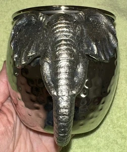 Vintage Pier 1 Imports Hammered Metal African Elephant Mug Tasse - Bild 1 von 10