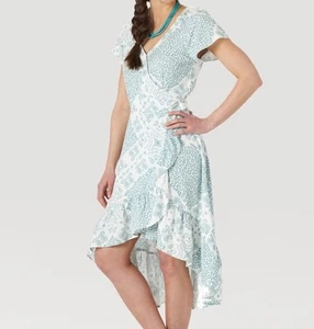 Wrangler | Retro High Low Ruffle Wrap Dress Paisley Print Size Medium New - Picture 1 of 9