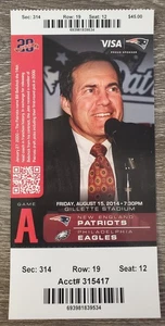 2014 Pre Season New England Patriots Garoppolo NFL Debut Ticket Stub Eagles 8/15 - Bild 1 von 2