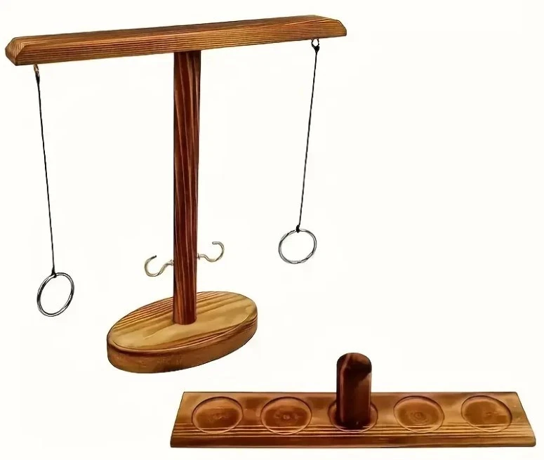 MARKENLOS Ringwurfspiel aus Holz - Partyspiel - Trinkspiel -- Retourenware --