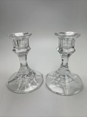 "Par de velas cónicas a juego de colección Libbey de cristal 4""" Foto 1 de 4