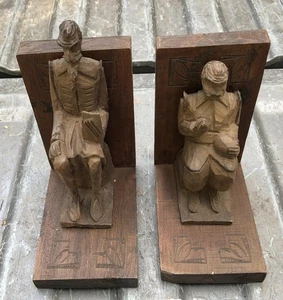 Sujetalibros de madera tallada Don Quijote y Sancho Panza vintage - Imagen 1 de 10