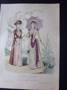 Gravures mode: la mode illustrée de 1890...toilettes de Mme Gradoz N°21 - Picture 1 of 15