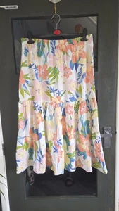 Papaya Women's Multi Colour Floral Linen Blend Elasticated Midi Skirt Size 16 - Picture 1 of 10