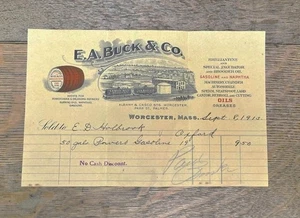 1913 E.A. Buck & Company Billhead ~ OiL / Gasoline / Naphtha ~ Worcester, MA - Picture 1 of 1