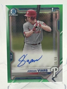 2021 Bowman Chrome Draft Jordan Viars Green Refractor Autograph Auto #/99 F500 - Picture 1 of 6