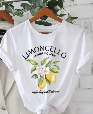 Camiseta Pullover Suave Limoncello Limón y Floral Blanca Manga Corta Cuello Redondo Talla XL Foto 1 de 4