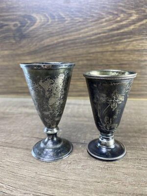 2 piezas RUSIA SOVIÉTICA GRABADA A MANO 875 PLATA VODKA TAZA VASO DE CHUPITO 61,2 gr #3374 Foto 1 de 4