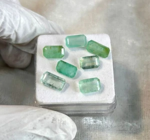 Emerald Loose Gemstone AAA Natural Gemstone Emerald Faceted Baguette Stone 7 Pcs - Picture 1 of 4
