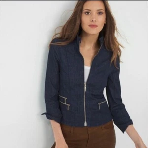 White House Black Market blaue Damenjeansjacke Größe 4 gebraucht, in einwandfreiem Zustand - Bild 1 von 8