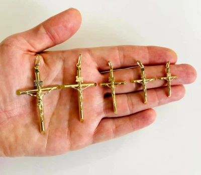 10K Real Yellow Gold Jesus Crucifix Cross Pendant INRI Cross  - G9 - Image 1 of 4