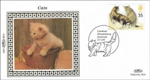 Cat Kitten Catsham Glastonbury Somerset Ltd Edition UK Benham Silk FDC 1995 - Picture 1 of 1