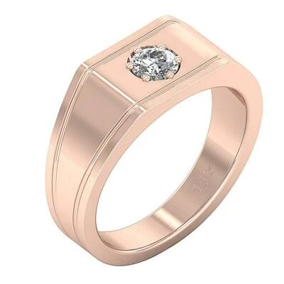 Men's Anniversary Ring 0.25 Ct I1 G Natural Diamond Six Prong Set 14K Rose Gold - Image 1 of 4