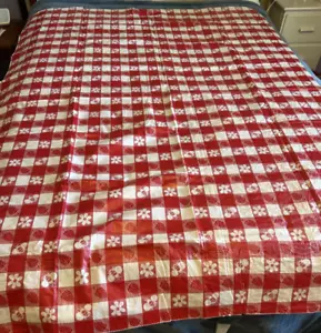 Red and White Gingham table cover tablecloth plastic 66 x 48 Unused Preowned - Picture 1 of 3