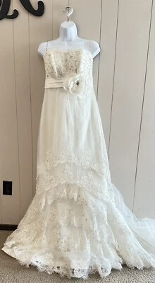 Vestido de novia Sottero & Midgley Couture talla 8 marfil dorado acento nivel encaje tren Foto 1 de 4