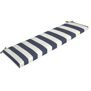 Mainstays 17" x 46" Navy Blue Stripe Rectangle Outdoor Bench Cushion, 1 Piece