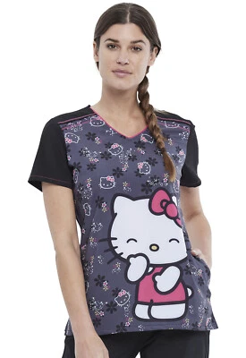Hello Kitty Cherokee Scrubs Tooniforms Sanrio V Neck Top TF745 HKSS - Image 1 of 4