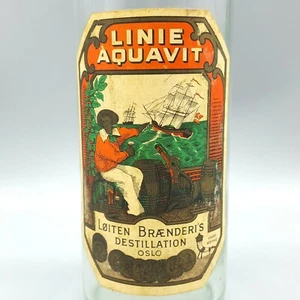 Linie Aquavit Loiten Braenderis Distillation Oslo Empty Liquor Bottle VTG 1970's - Picture 1 of 6