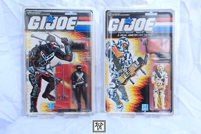 GI Joe 1988 Series 7 Storm Shadow v2 MOC 1989 Series 8 Snake Eyes v4 MOC  - Imagem 1 de 4