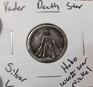 HOBO Darth Vader Death Star Made From A REAL WWII Silver War Nickel 35% SILVER - Picture 1 of 3