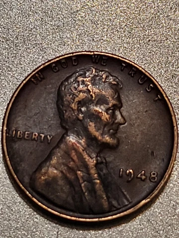1948 Lincoln Wheat Penny No Mint Mark. Rim Error “L” In Liberty Cover