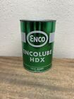 Enco Encolube HDX ~ Empty Older Steel Quart Motor Oil Can ~ SAE 10W