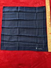 Brooks Brothers Navy Pure Silk 17" Print Pocket Square White Dots Made in Italy