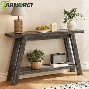 Farmhouse Console Table 54" Entryway Table 2 Tier Sofa Table Behind Couch Table - Picture 1 of 13
