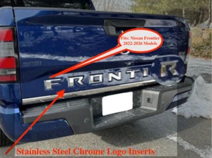 STAINLESS STEEL CHROME BED GRAPHIC LOGO SET fits NISSAN FRONTIER 22 23 24 25 26 - Foto 1 di 7