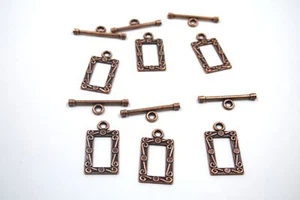 Rectangle Frame Clasp Antique Copper Tone - Picture 1 of 8