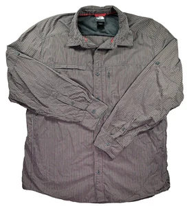 The North Face Shirt Mens XL Striped Long Sleeve Button Up Pockets Black Outdoor - Picture 1 of 13