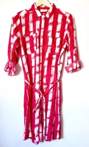 Solito Australia rosa weiß Gitter Tunika Shirt Kleid Riegelärmel Knopfleiste S neu mit Etikett - Bild 1 von 6