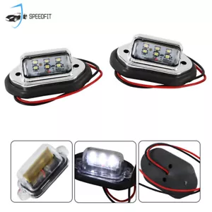 AU 2x LED License number plate light Truck Trailer Van Ute Caravan 10-30V Chrome - Picture 1 of 11