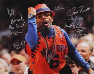 SPIKE LEE NY KNICKS MULTI SIGNED PHOTO WILLIAMS RUSSELL MCDANIEL BARNETT KIMBLE+ - Picture 1 of 3