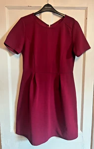 Ladies PIT Amsterdam Burgundy Short Sleeve Textured Dress Size 10 - Picture 1 of 5