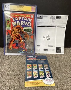 Captain Marvel #18 Stan Lee Signed CGC Authentication 5.0 - Picture 1 of 6