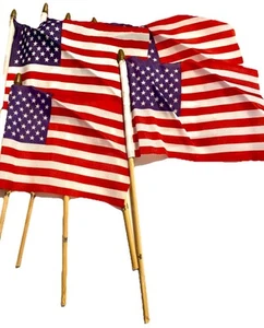 Small American 4x6 Inch Flags On 10” Stick Lot Of 72 Handheld American Flags - Picture 1 of 5