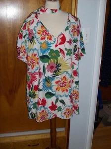 Blusa donna Emery Rose casual manica corta stampa floreale con cintura - taglia 4X - Foto 1 di 6