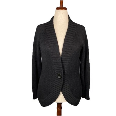 Кардиган Deane & White свитер шерстяная смесь на пуговицах спереди черный женский размер большой - Изображение 1 из 4