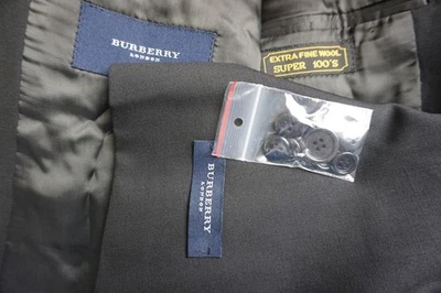 Burberry London S100s Lana Negro 2 Piezas Traje Chaqueta Pantalones Talla 40R 50EU NUEVO Foto 1 de 4