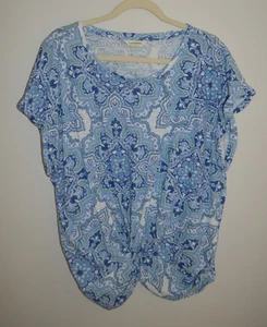 Lucky Brand Damen Top Bluse XL blau Paisley Taillenband - Bild 1 von 6