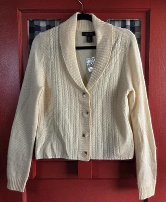 Cárdigan Tahari Crema Manga Larga Suéter Botón Frontal 2 Capas Cárdigan Talla S Foto 1 de 4