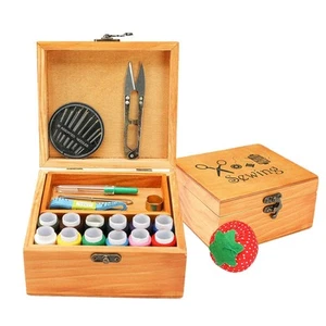 Kit de Costura, Kit de Costura de Madera Caja para Adultos, Cesta de Costura de Madera con Acceso... - Imagen 1 de 6