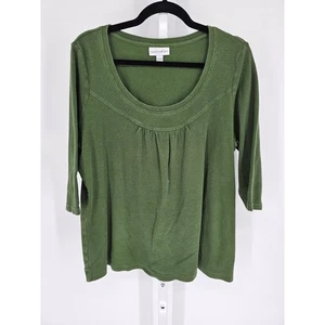 Vintage Y2K Fashion Bug Womens Sz 18/20W 3/4 Sleeve Scoop Neck Top Green - Picture 1 of 3