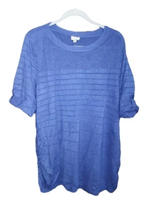 Suéter tejido manga corta Avenue azul marino elástico azul marino talla 26/28 para mujer nuevo con etiquetas - Imagen 1 de 3